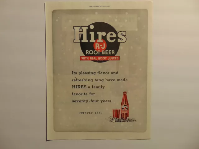 1943 HIRES R-J ROOT BEER with real Root Juices vintage art print ad
