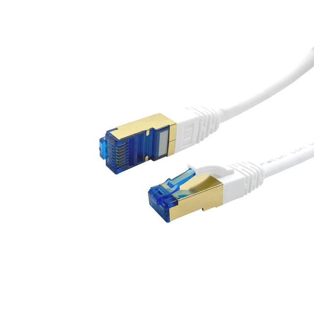 Câble Réseau CAT7 S/FTP PIMF 1,50 M - Blanc, Gigabit Ethernet, Blindé Pour Connexion Haut Débit