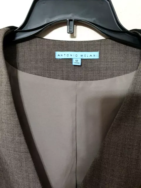 Antonio Melani Women Vest Size 12 Lined Gray Black Crossed Front Buttons Mint 3