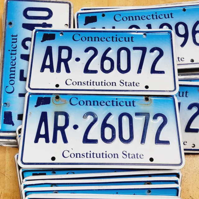 Connecticut License Plate PAIR Tag Blue Fade CT CONN RANDOM FAST FREE SHIPPING!