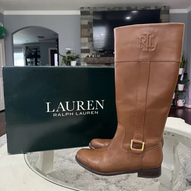 Lauren by Ralph Lauren Women's Shoes Bernadine Leather Closed Toe Knee High(TAY)