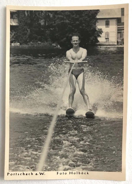 PHOTO ANCIENNE - VINTAGE SNAPSHOT - HOMME MAILLOT DE BAIN BAIGNEUR MODE - MAN