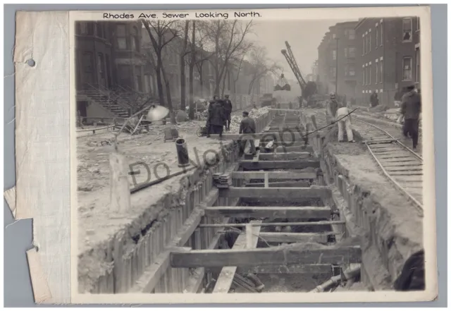 ILLINOIS CENTRAL RAILROAD Rhodes Ave Sewer CHICAGO IL Vintage 1922 8x10 Photo 2