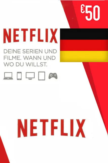 €50 Netflix Gift Card - 50 Euro Netflix Konto Guthaben Digital Code - Nur DE