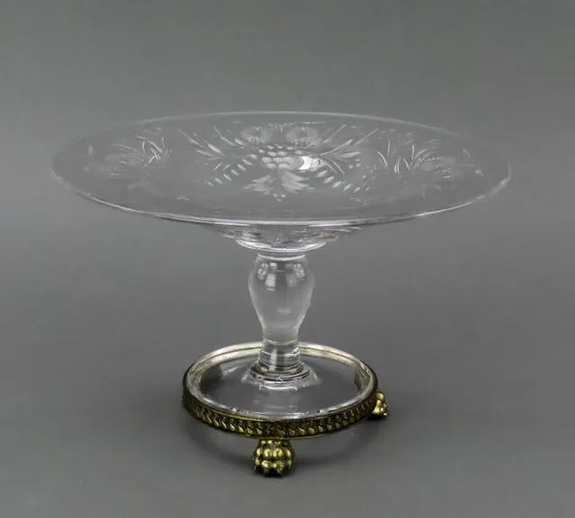 Stunning Pairpoint Glass Crystal Tazza Compote Hand-Cut Floral Pattern