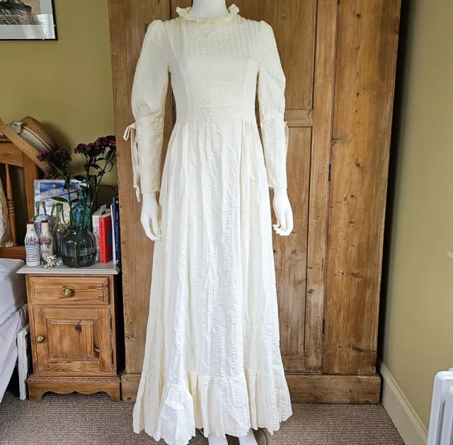 Vintage 1970s Made In Wales victorian Edwardian Regency Bustle Wedding Dress S