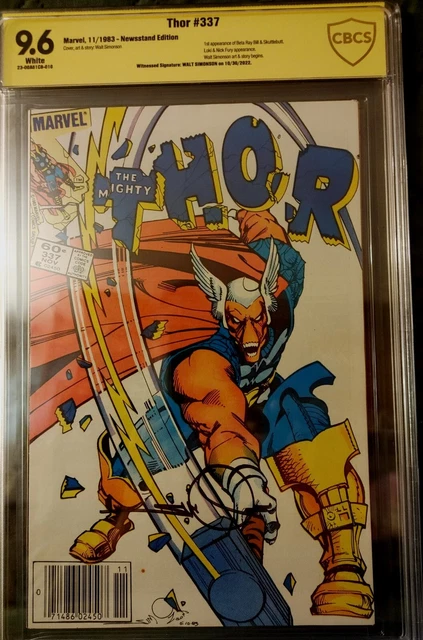 Thor 337 CBCS 9.6 SS Walt Simonson Signed Newsstand 1st App Beta Ray Bill WP