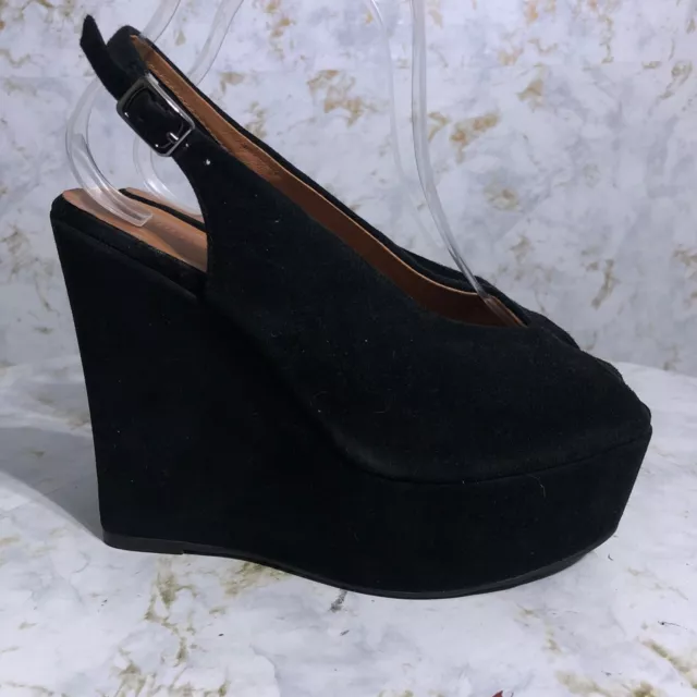 Jeffrey Campbell Womens Sz 7.5M Shoes Black Suede Comfort Wedge Platform Sandals