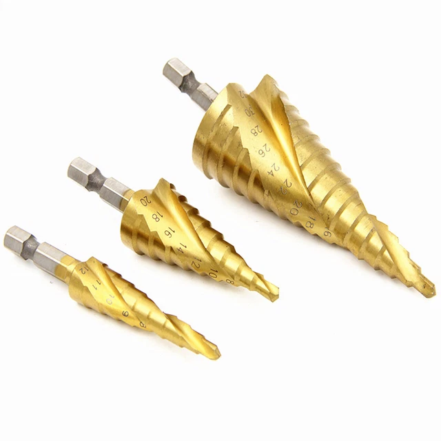 Hot 3pc Titanium HSS Hex Shank Step Cone Drill Bit Set Hole Cutter Tool