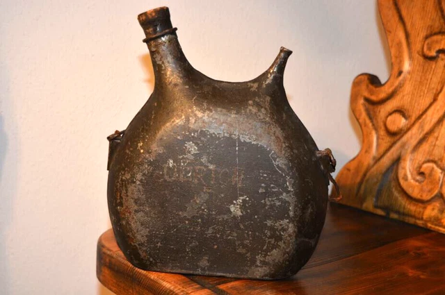 TOP ERHALTENE Feldflasche M1877 Frankreich WW1 ORIGINAL Lackierung Weltkrieg