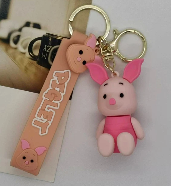 New Disney Sitting Piglet PVC Handbags Bags Hanger Pendant Keychains Key Rings