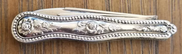 1800's Unbranded American (7-Coin) Silver Folding Fruit Knife w/ Nut Pick EX+