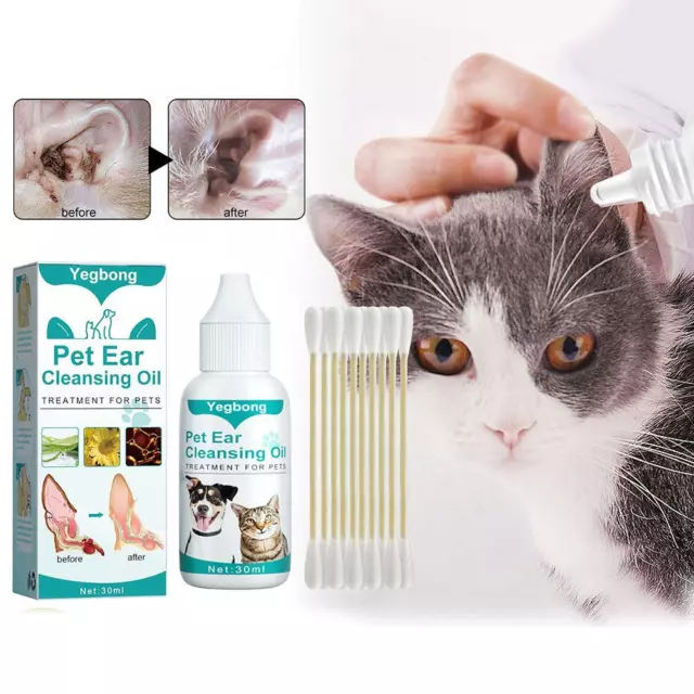 Pet Ear Cleaner Antibacterial Solution For Dog Cat Cleaning swab Ear X0U9