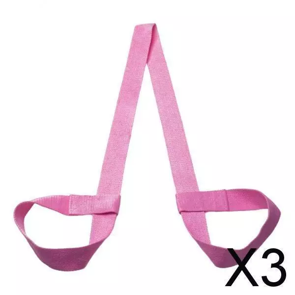 3X Cotton Yoga Mat Strap Pilates Mat Carrier Fitness Stretchy Loop Pink