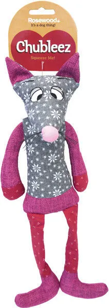 Rosewood Chubleez Patch Mouse Dog Toy | Soft Squeaky Patchwork Stuffed Medium