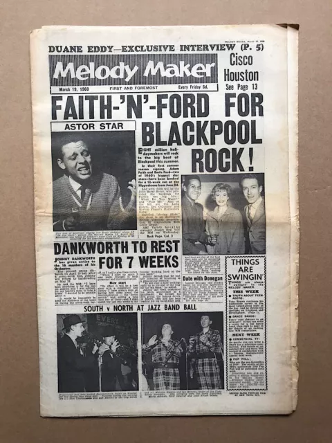 VARIOUS 1960 MELODY MAKER MAGAZINE MARCH 19 1960 ADAM FAITH/EMILE FORD/JAZZ(aged