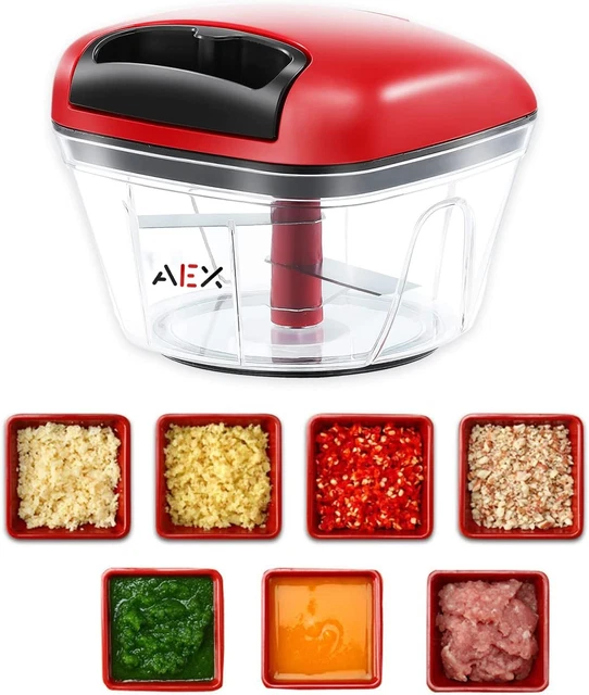 AEX Manual Food Processors Multi-Function Chopper Garlic Press Pull Vegetable