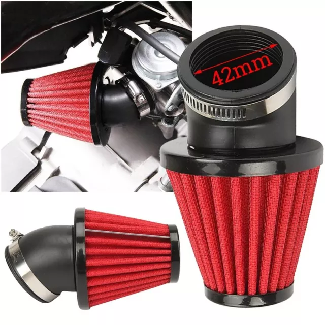 42MM Inlet 45 Degree Bend Air Intake Filter Pod For Motorcycle Scooter Bike ATV