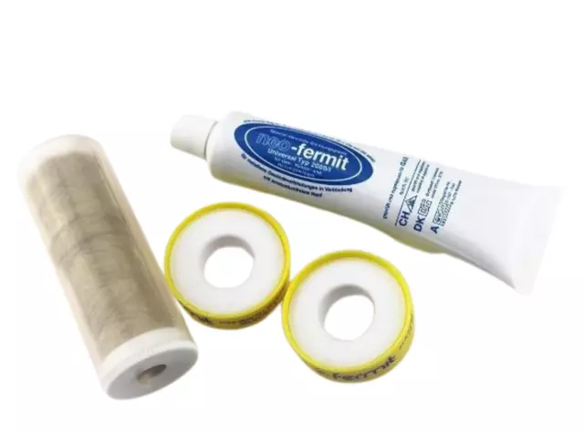 Kit Sigillante Filetti nastro Teflon + Pasta Sigillante + Canapa Idraulica 4PZ