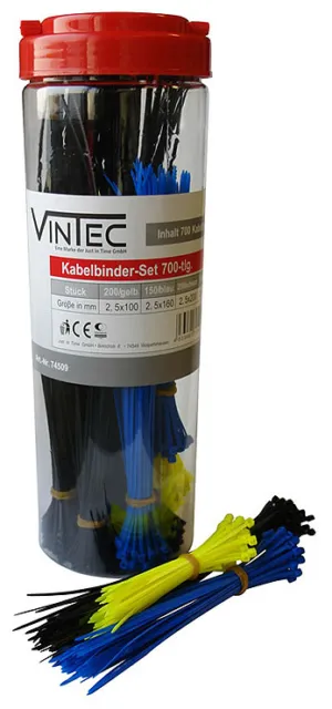 Kabelbinder Set VT 700 tlg. Kabel-Binder Sortiment verschiedene Farben & Größen