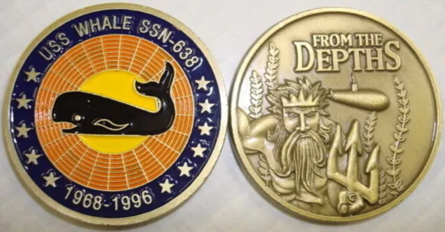 Uss Whale Ssn-638 From The Depths Navy Military Submarine Challenge Coin