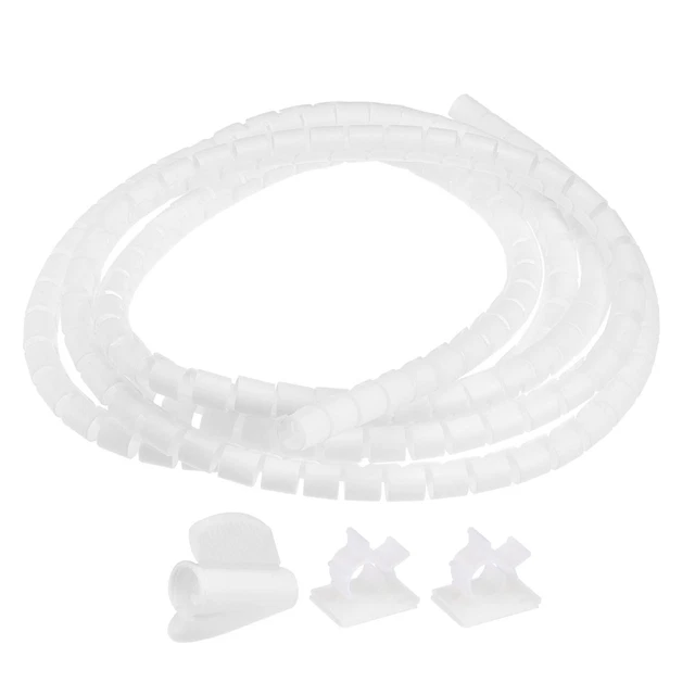 10mm Cavo Filo Avvolgimento per Cavo Gestione Bianco 2 Metro con Cerniera Clip