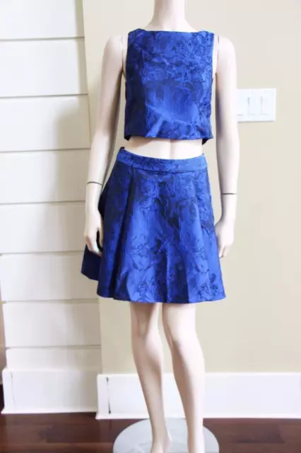 NEW AUTH Alice Olivia Cerra Top + Vernon Miniskirt Outfit in Blue $500