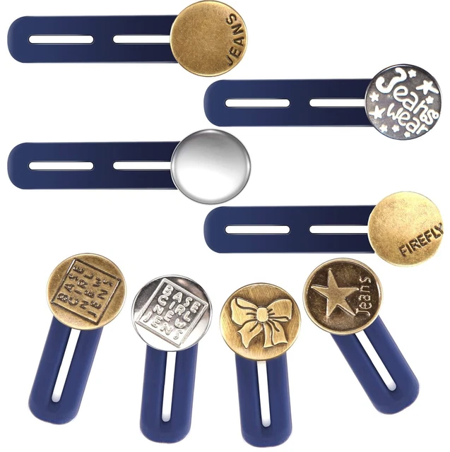 Lot De 12 Extensions De Bouton Pour Pantalon | Rallonges Taille 15mm Et 18mm | Noir, Bleu, Kaki | Sans Couture