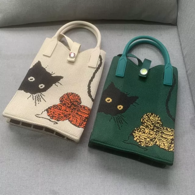 High-capacity Knit Handbag Mini Shopping Bags Reusable Phone Bag  Women