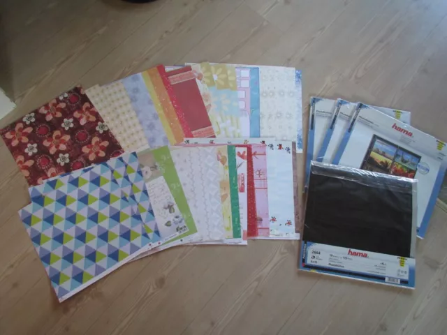 Photohüllen/Fotohüllen schwarz "XL"9x15 cm 40 Blatt & 30 Bg.Scrapbooking-Papier
