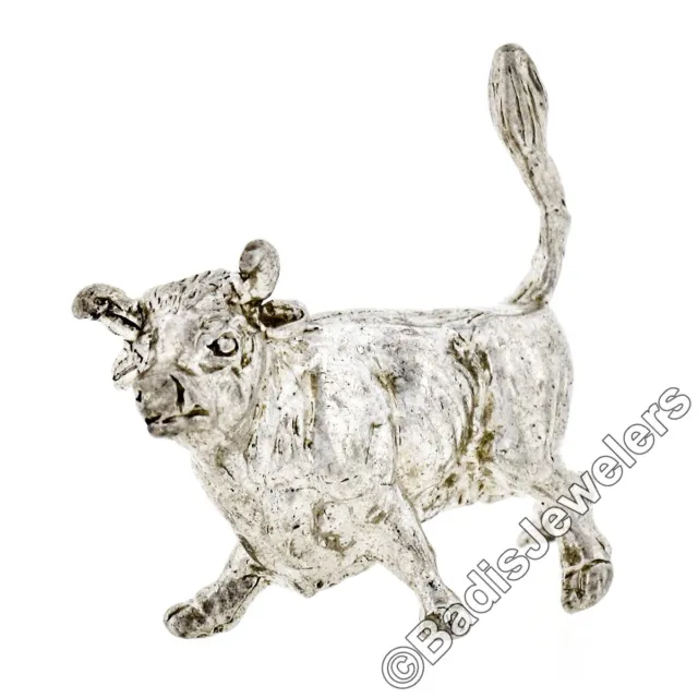 Collectible Vintage .925 Silver Detailed High-Polished Bull Sculpture Figurine