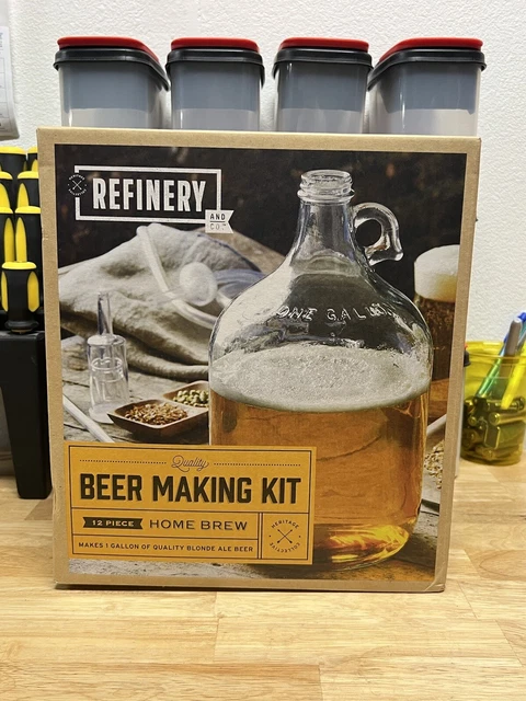 Kit de elaboración de cerveza de refinería, cerveza casera de 12 piezas, hace 1 galón. Cerveza rubia Of Pale