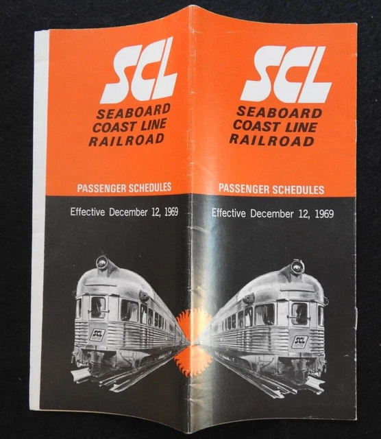1969 Seaboard Coast Line Railroad Pre-amtrak Passenger Train Schedule Brochure