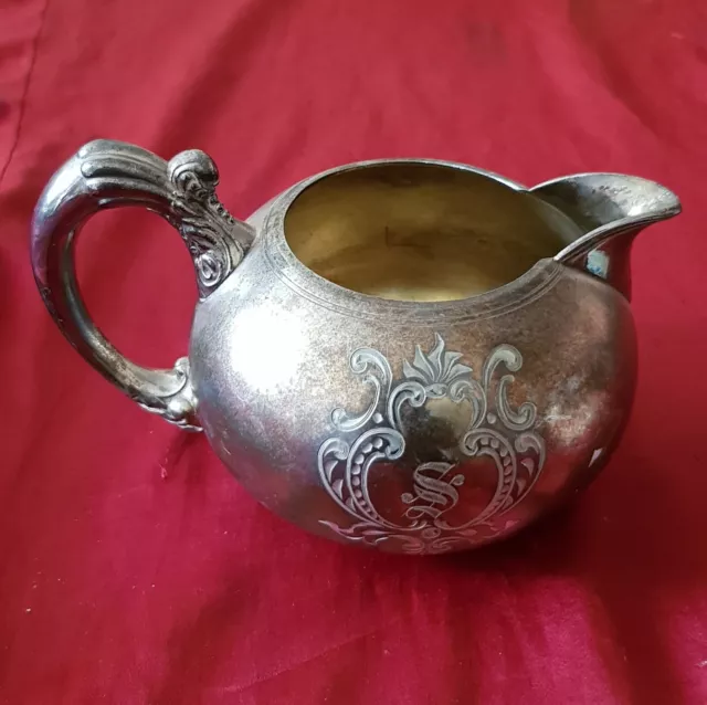 Antique James. W Engraved Silver Plated Sugar/Milk Jug