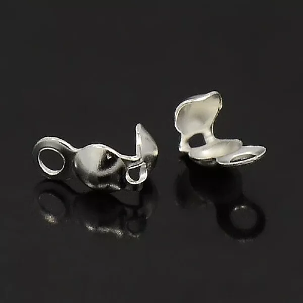 200x Silver Iron End Plated Open Ring Clamshells Calottes Jewellery Making