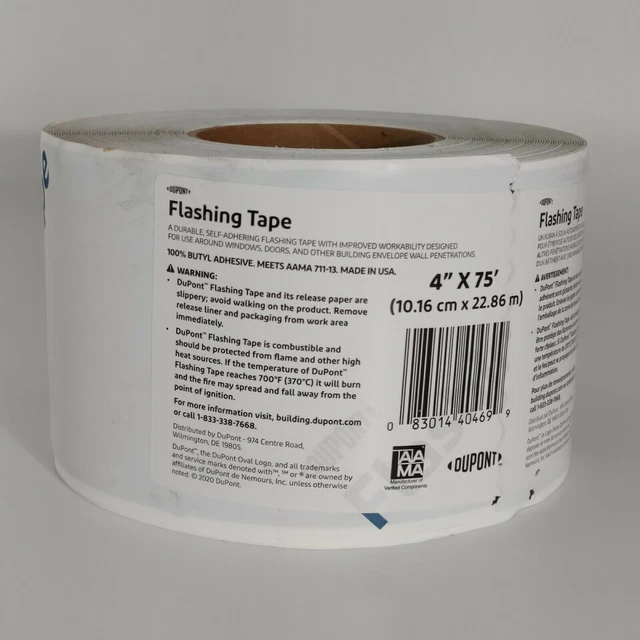DUPONT TYVEK DURABLE Butyl Based Adhering Flashing Tape Roll Size 4" X