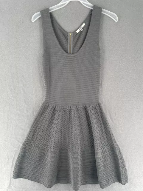 BB Dakota Tank Dress Womens Medium Scoop Neck A-Line Midi Length Knit Woven Gray