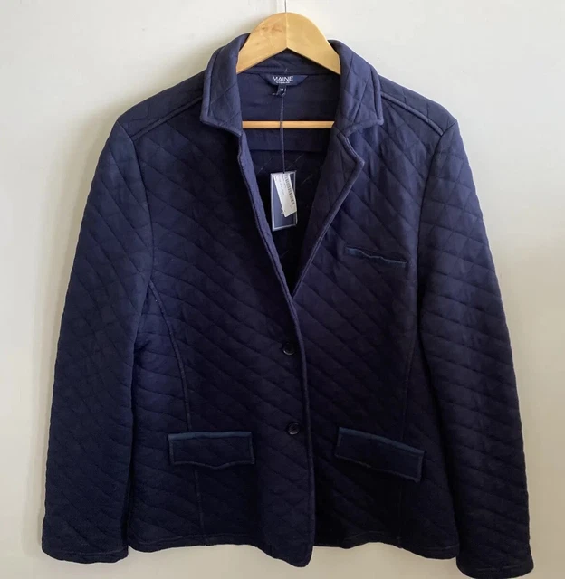 DEBENHAMS NAVY BLUE Hooded Maine Raincoat Womens Size 12 FREE