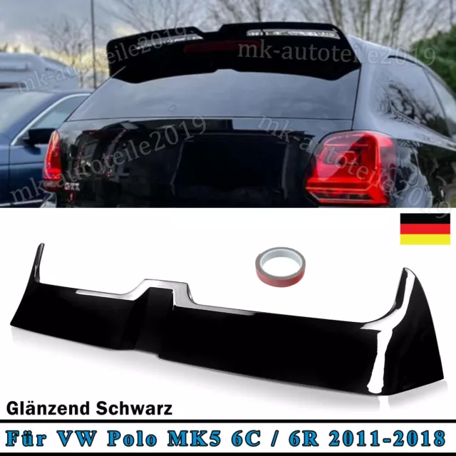 OTG Optik Dachspoiler Schwarz Für VW Polo MK5 6C 6R 11-18 Heck Spoilerlippe ABS