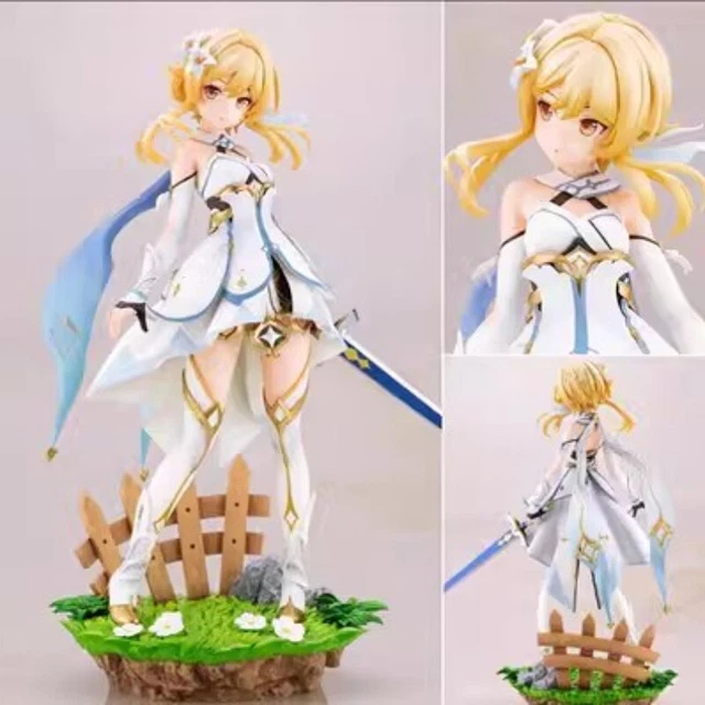 Game Genshin Impact Figure with Box Traveler Lumine Anime Girl Statue Mode PVC