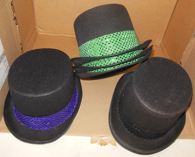 Lot of 5 felt top hats sequin bands medium/large adult size