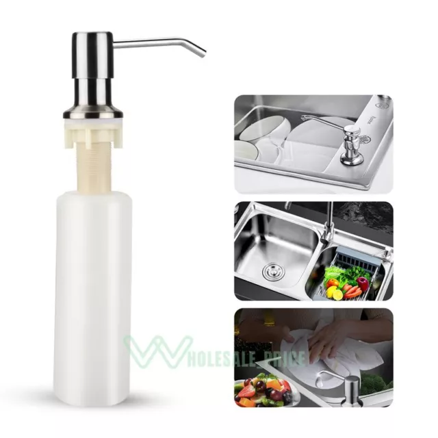 300ML Sink Soap Dispenser Kitchen Stainless Steel Hand Liquid Pump Lotion Bottle 2