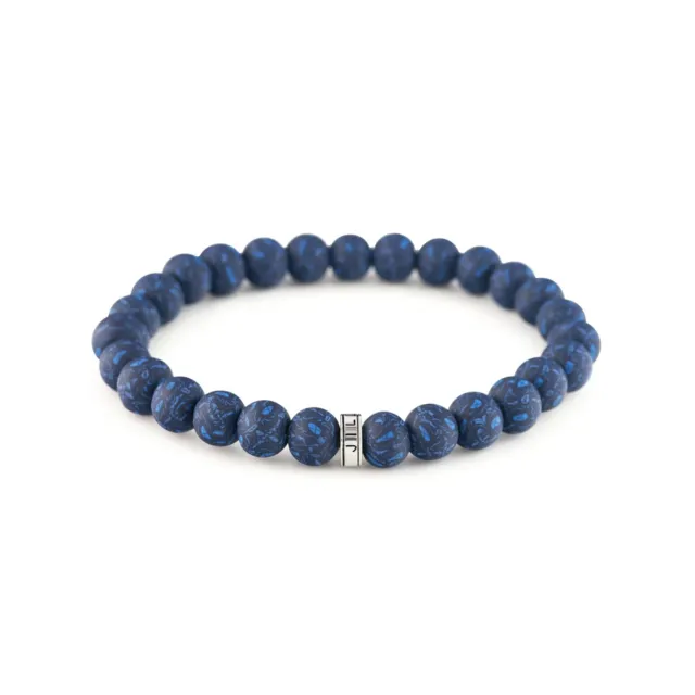 NEW JILZARAH Handmade Clay Beads FRENCH DENIM BLUE STACK 8mm Beaded Bracelet