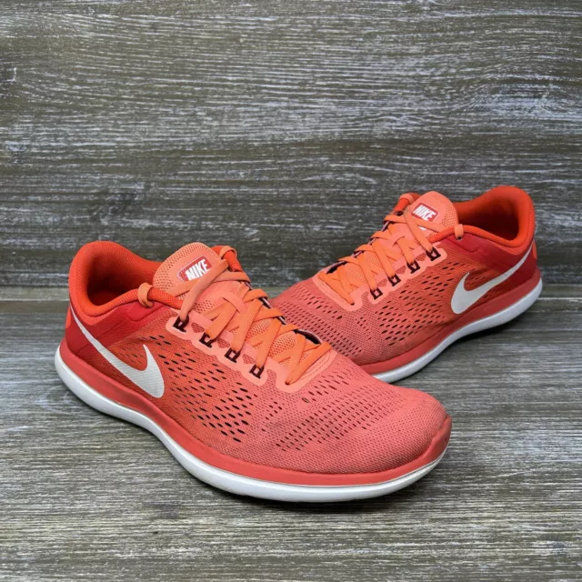 Nike Flex 2016 Run Athletic Running Shoes Sneakers Orange White Womens Size 8.5
