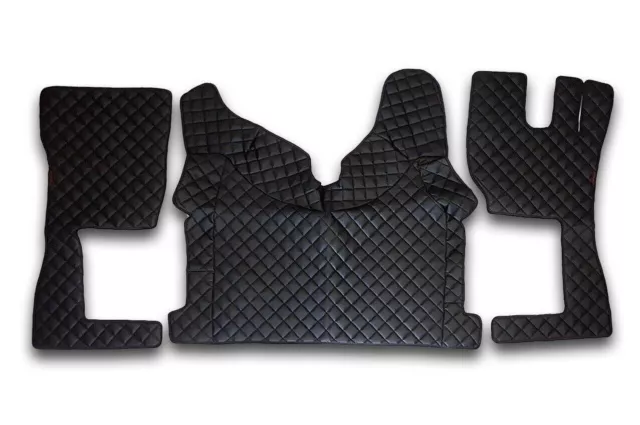 Eco Leather Set Black Floor Mats+Engine Cover Truck Volvo Fh 2014+ Rhd Automatic