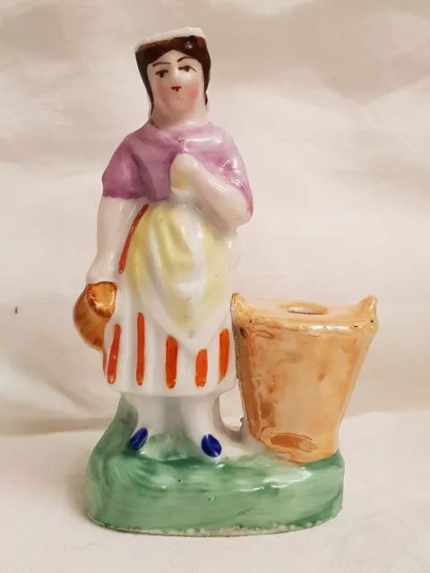 Ancien encrier/porte plume, Porcelaine, sujet jeune femme, Vieux Paris fin XIX