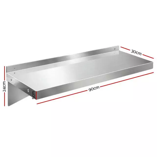 Cefito 900mm Stainless Steel Wall Shelf Kitchen Shelves Rack Mounted Display She 2