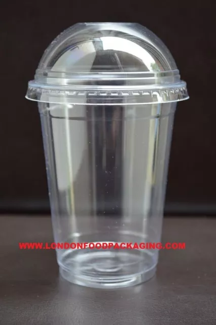 400ml (12oz) Smoothie-Milkshake-sweets Cups & Lids Clear Plastic Domed Lid