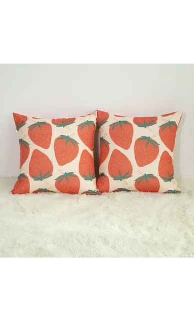 Strawberry Fruit Throw Pillow Covers Set of 2 Decorative Red Strawberry Couch...