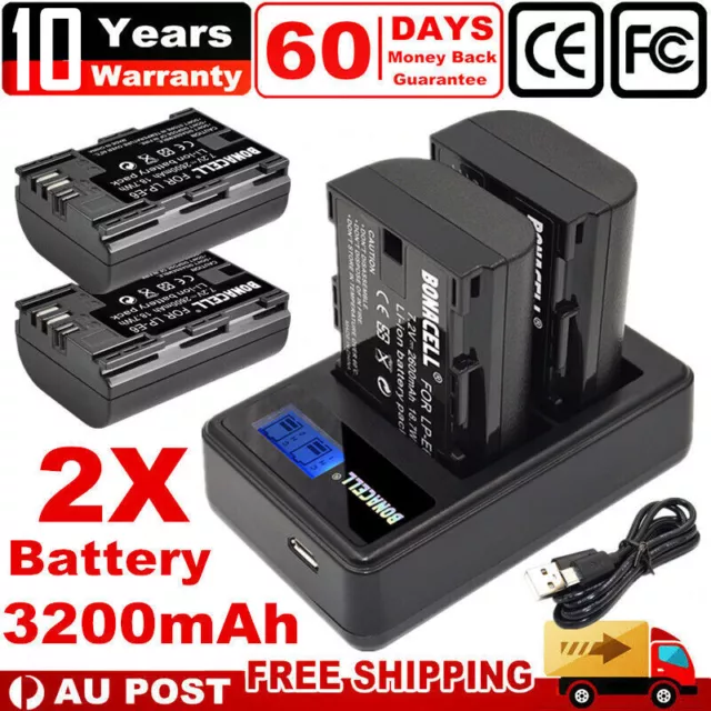 2x 3200mAh LP-E6 Battery + Dual Charger for Canon EOS 5D Mark III 6D 60D 70D 80D